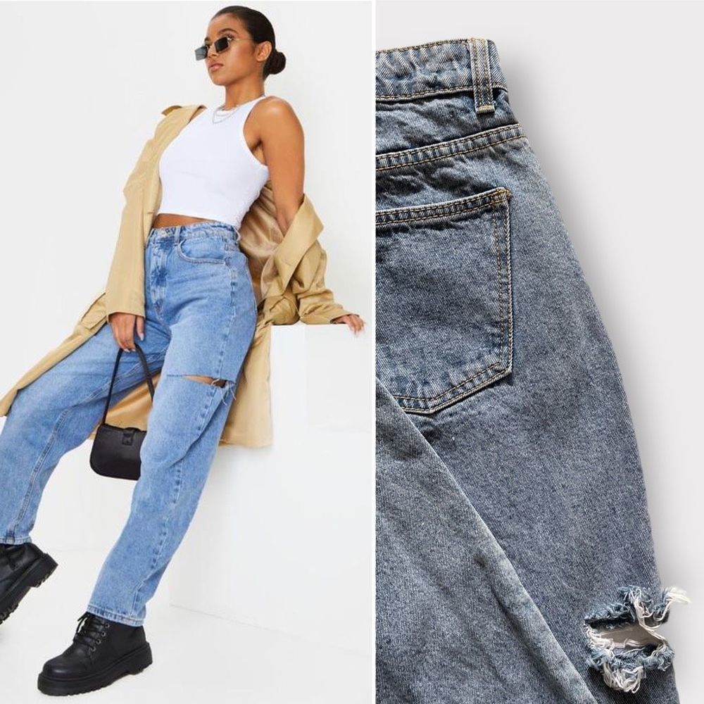 Prettylittlething Button Fly Thigh Split Baggy Bo… - image 2